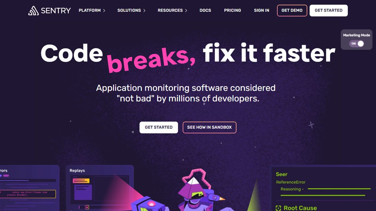 sentry.io 截图