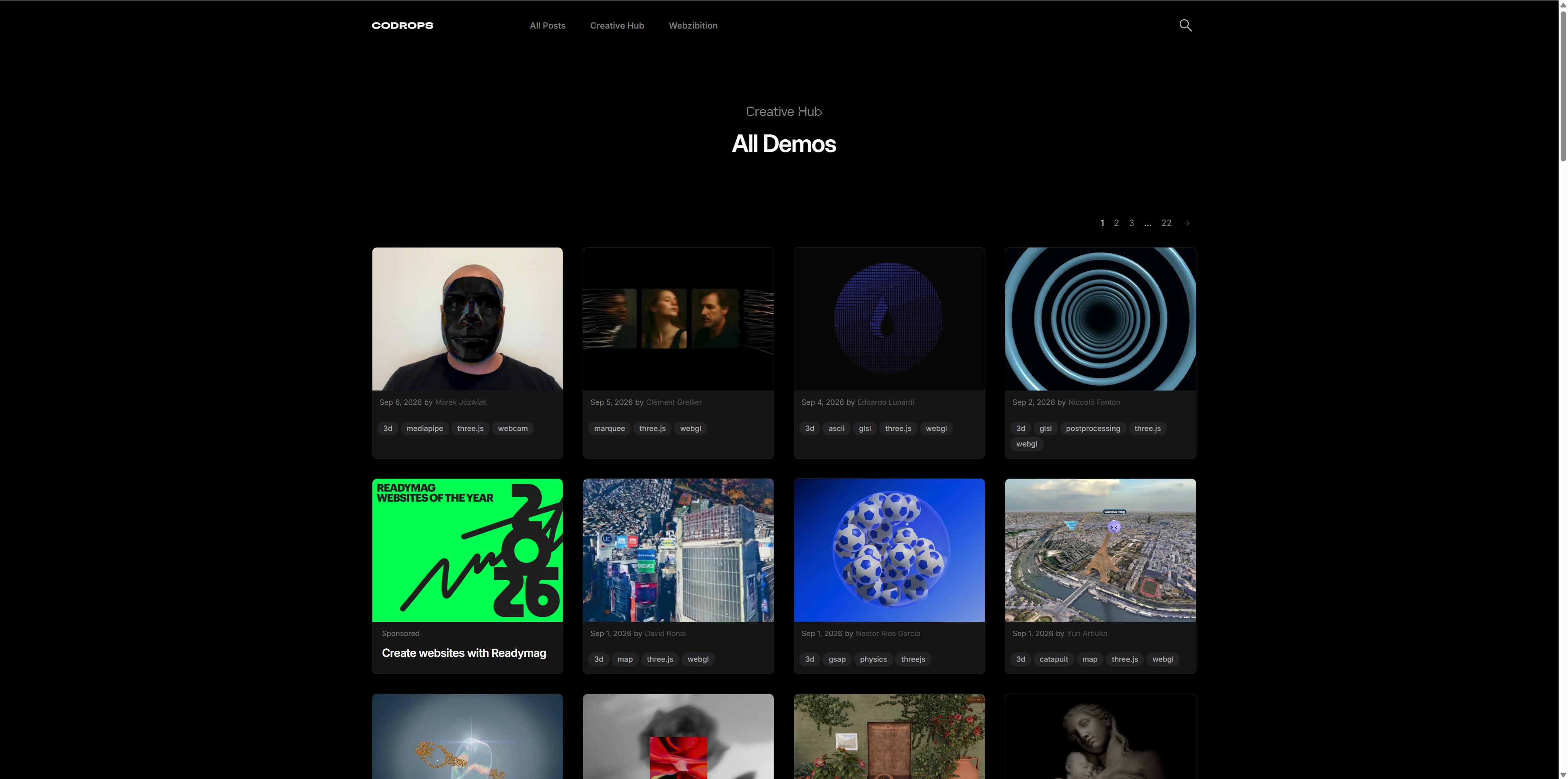 Codrops Creative Hub 示例页截图