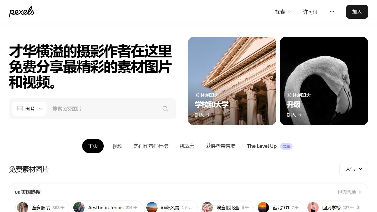 www.pexels.com 截图